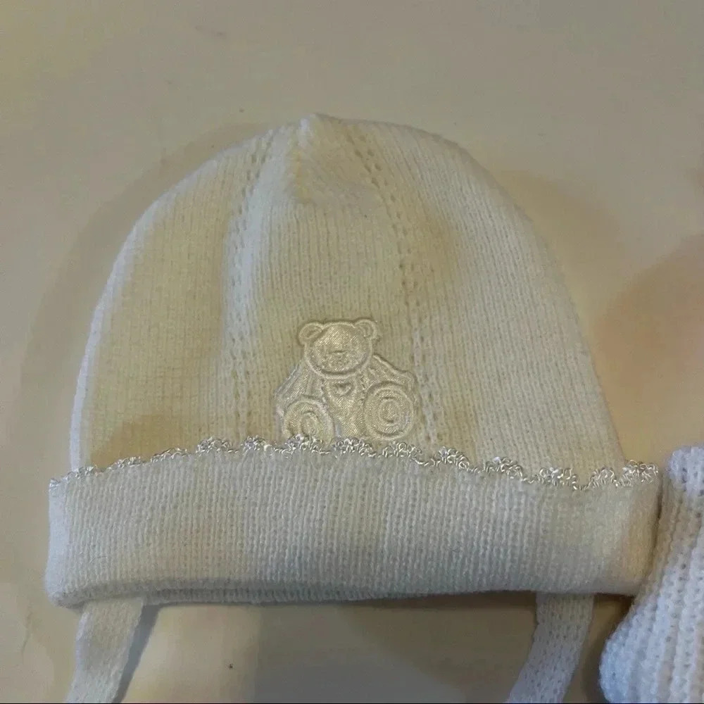 Vintage Newborn Baby Infant Toddler Knit Hat Beanie Lot Of 2 Acrylic - Picture 3 of 6